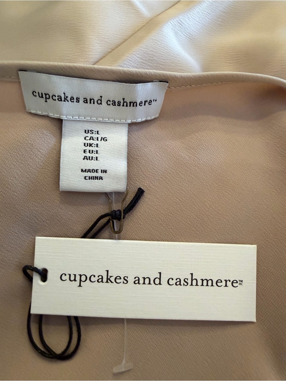 Cupcakes And Cashmere Satin Slip Dress Maxi Ivory Champagne Minimalist Sz L NWT - Picture 6 of 8